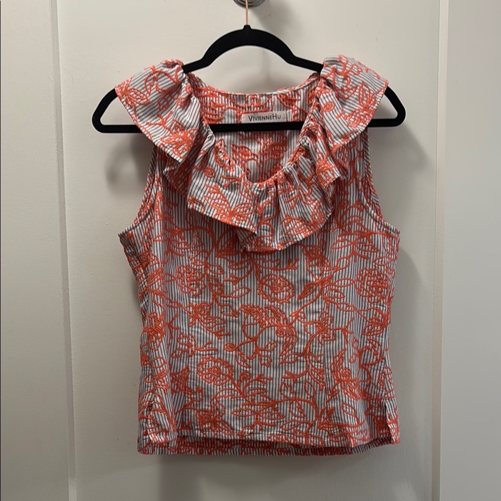 Pink Ruffled Sleeveless Blouse
